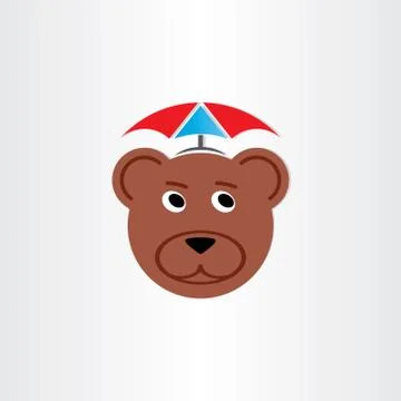 Brown bear head with umbrella Stock-Illustration