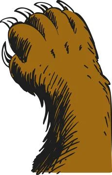 Brown Bear Paw with Sharp Claws Extended Stock Illustration