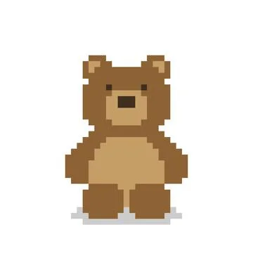 Brown bear pixel image. Vector illustration of a cross stitch pattern. Stock Illustration