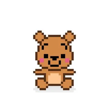 Brown bear pixel image. Vector illustration of a cross stitch pattern. 库存插图