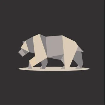 Brown bear in polygon style design on the low poly quality of modern flat logos Stock Illustration