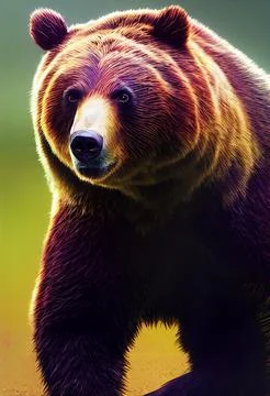 Brown bear realistic drawing. Stock Illustration