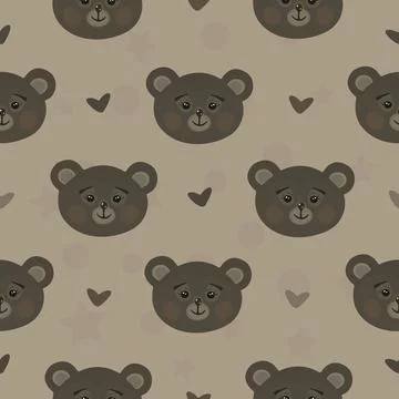 Brown bear seamless pattern Stock Illustration