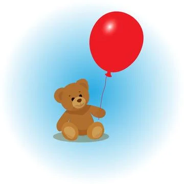 A brown bear is sitting and holding a red ball in its paws. The concept of .. Stock Illustration
