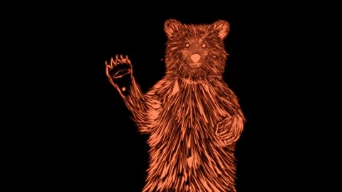 Brown bear sketch black background animation Stock Footage 175224415
