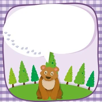 Brown bear with speech bubble Illustrazione stock