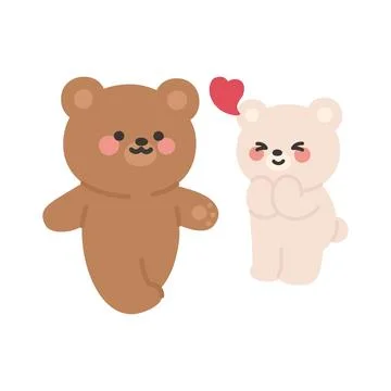 Brown Bear Walking Confidently While White Bear Secretly Admires Stock Illustration