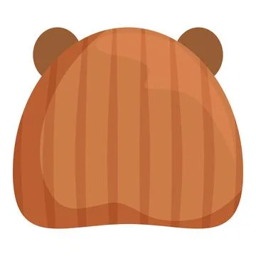 Brown bear winter hat with ears warming head in cold weather Stock Illustration