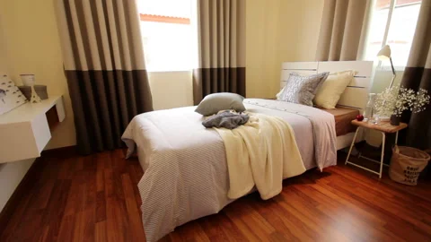 Brown Bedroom Stock Footage 139950254