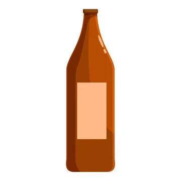 Brown beer bottle with blank label standing on white background Stock Illustration