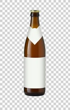 Brown beer bottle with an example label isolated on a transparent background Stock Photos