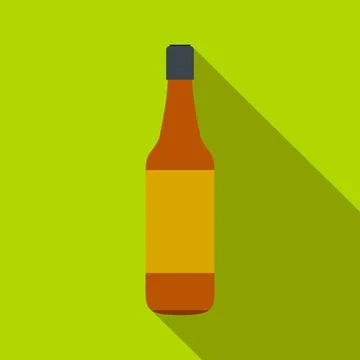 Brown beer bottle flat icon Stock Illustration