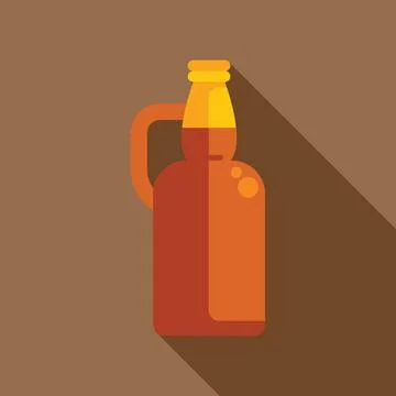 Brown beer bottle with handle casting long shadow Stock Illustration