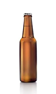 Brown beer bottle on a white background. 3d render Stock Illustration