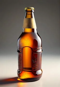 Brown beer bottle on a white background. Stock Illustration
