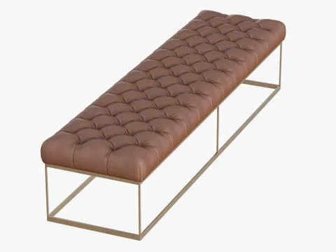 Brown bench capitone on a steel frame 3d rendering Stock Illustration