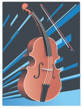 Brown bending cello Stock Illustration