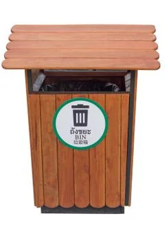 Brown bin isolated on white Stock Photos
