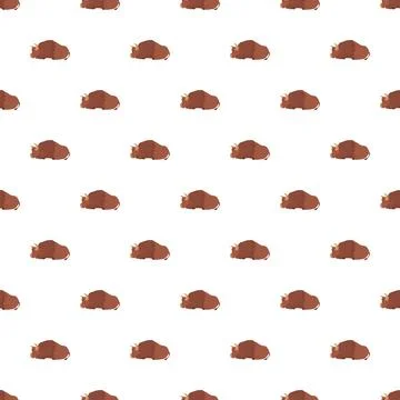 Brown bison animal seamless pattern repeating background 库存插图