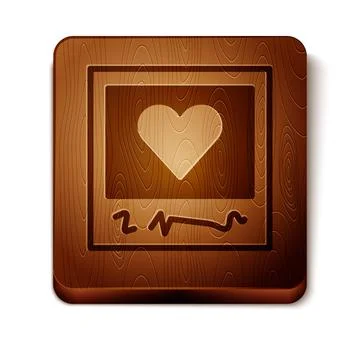 Brown Blanks photo frames and hearts icon isolated on white background Illustrazione stock