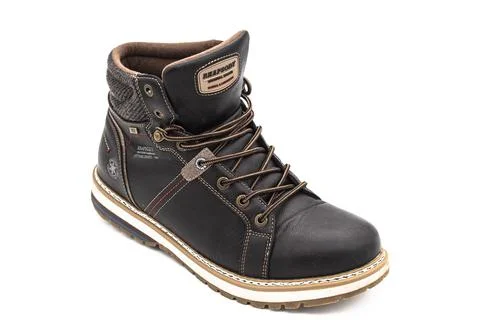 A brown boot isolated on a white background Stock Photos