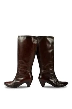 Brown boots with clipping path Stock Photos