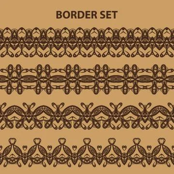 Brown Border Pattern Set Stock Illustration