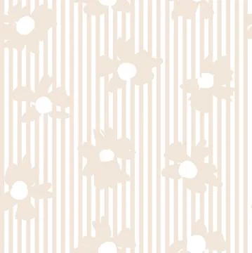 Brown Botanical Floral Seamless Pattern with striped Background 스톡 일러스트