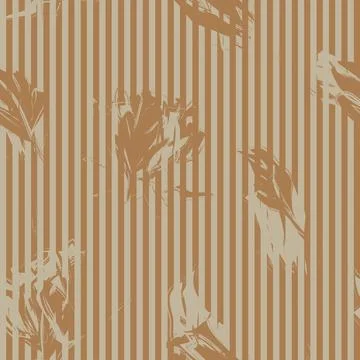 Brown Botanical Floral Seamless Pattern with striped Background 스톡 일러스트