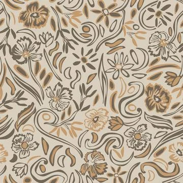 Brown Botanical Floral seamless pattern design Stock Illustration