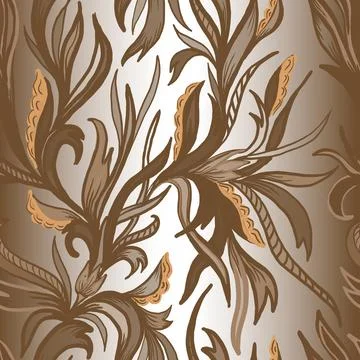 Brown botany seamless pattern on gradient background 스톡 일러스트