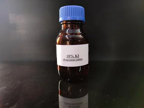 Brown bottle filled with reagent solution 6 Stock Photos