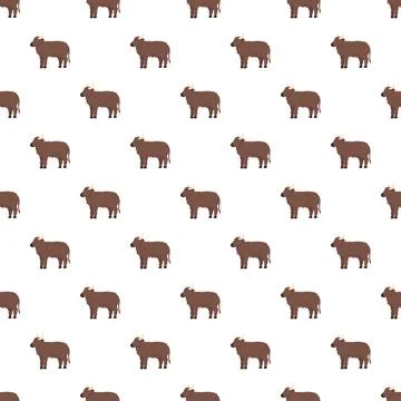Brown bovines pattern on white background illustration Stock Illustration