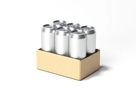 Brown box with beer cans. 3d rendering Stock Illustration
