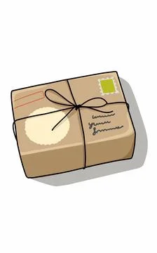 A brown box Delivery package with a stamp and Rope on it. Freight forwarding tec Stock Illustration