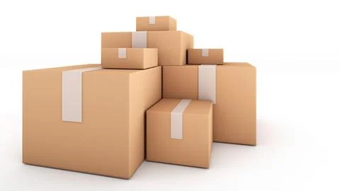 Brown box with goods on white background. Shipping and parcel delivery busi.. Stock Illustration