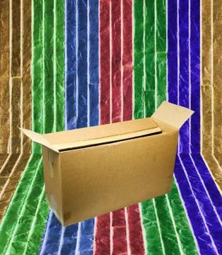Brown box placed on the wall. Stock Photos