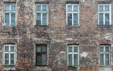 The brown box window in the run down house Stock Photos