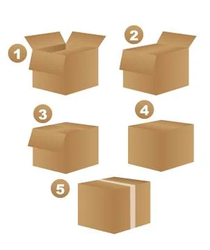 Brown boxes isolated over white background. vector Stock Illustration