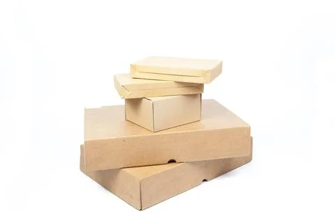 Brown boxes paper overlay. Stock Photos