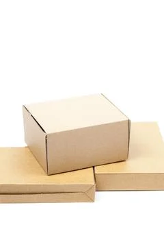 Brown boxes paper overlay. Stock Photos