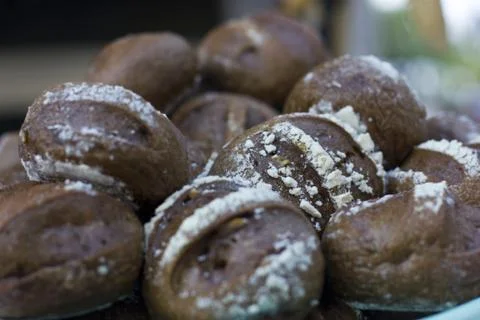 Brown bread with cereals on the table Stock Photos