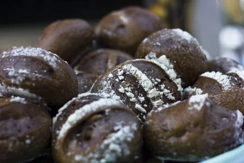 Brown bread with cereals on the table Stock Photos
