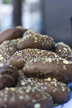Brown bread with cereals on the table Stock Photos