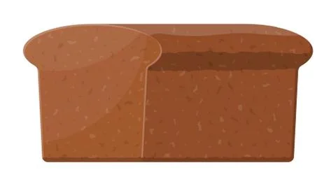 Brown bread loaf. Rye bread roll. Baked food. Stock Illustration