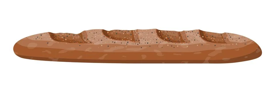 Brown bread loaf. Rye bread roll baguette. Illustrazione stock