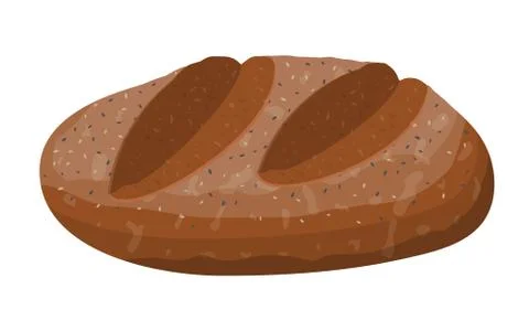 Brown bread loaf. Rye bread roll baguette. Illustrazione stock