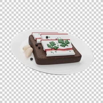 Brown bread with pieces of lard Stock Illustration