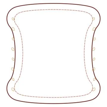 Brown bread slice border with decorative stitching and seed embellishments .. Ilustração Stock