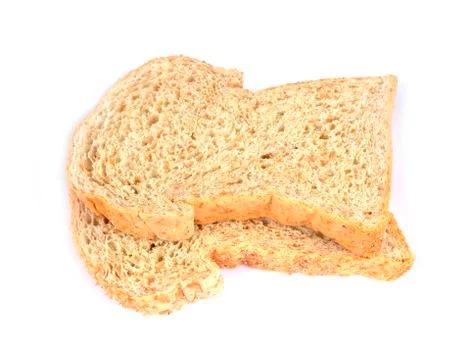 Brown bread slice isolated on white background Stock Photos